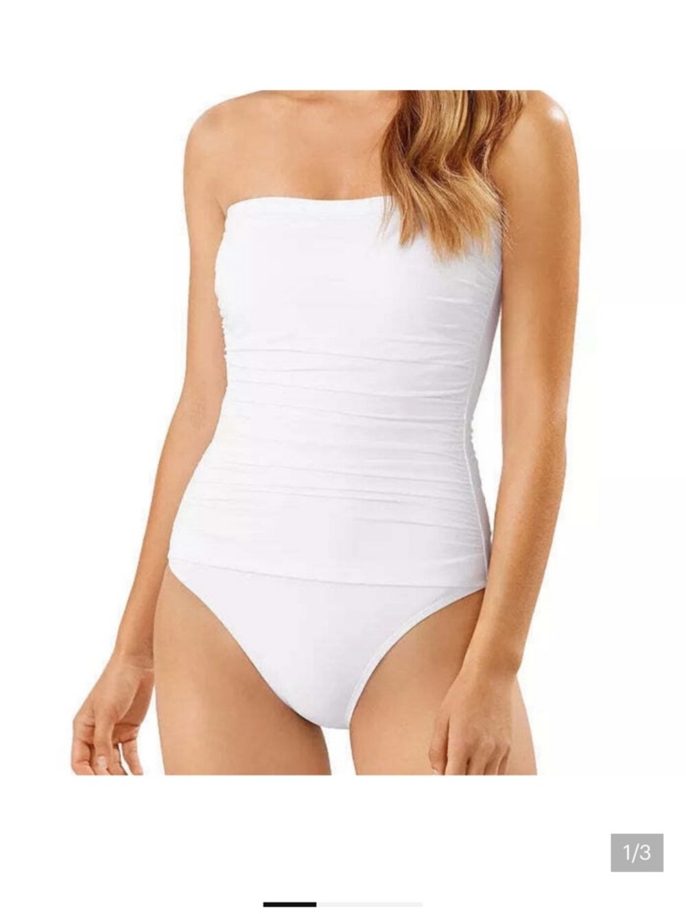 Tommy Bahama White Strapless Ruched One-Piece Swimsuit